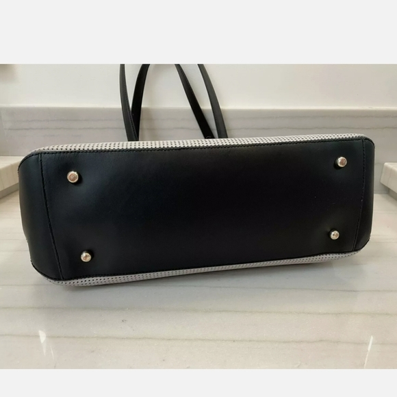 LO & SONS $578 Seville Leather 15 Tote Bag w/ 13" Inner Shell  GRAY Black - Picture 8 of 16